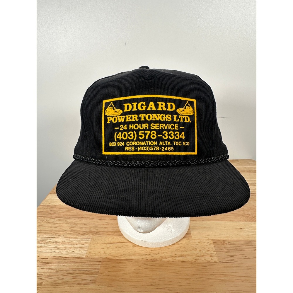 Vintage Star City Digard Power Tongs Black Corduroy Trucker Hat Workwear OSFM